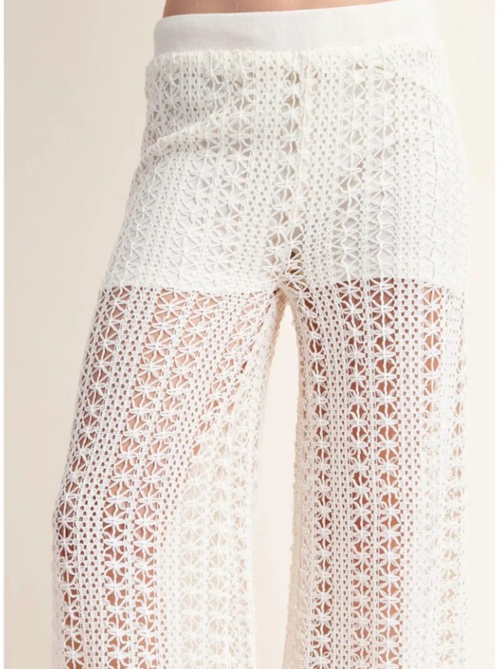 Gigio Airy summer knit pants cream large NEW - Picture 2 of 5